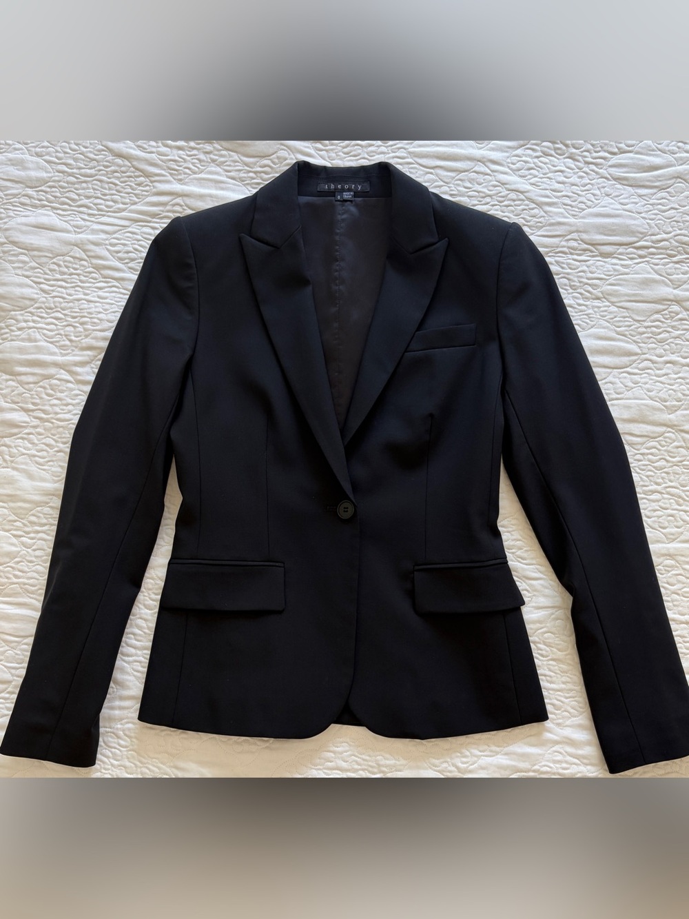 Theory Gabe B Tailor Stretch Wool Blazer Black Size 0 EUC